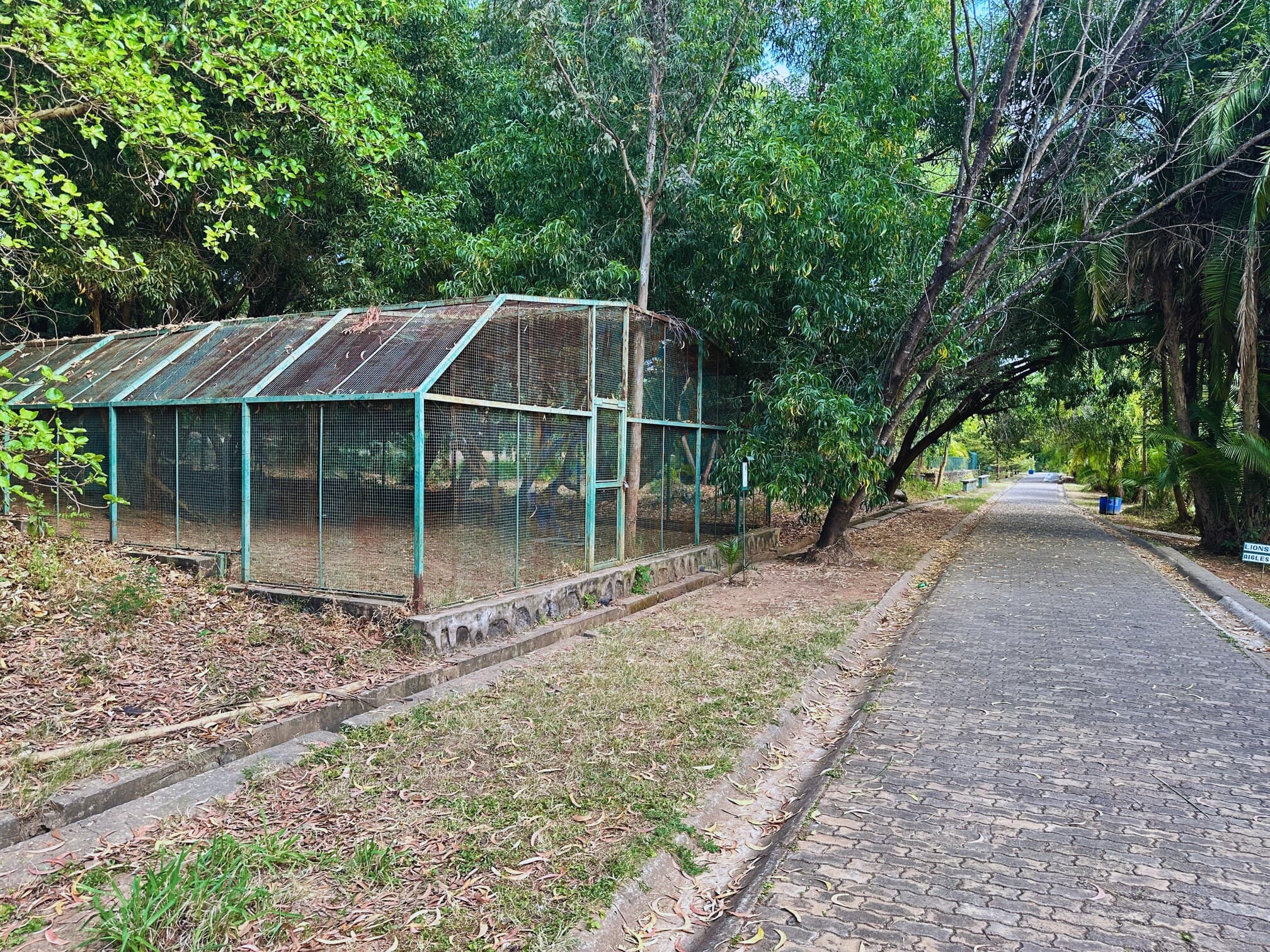 Habitat d'animaux repeint en vert